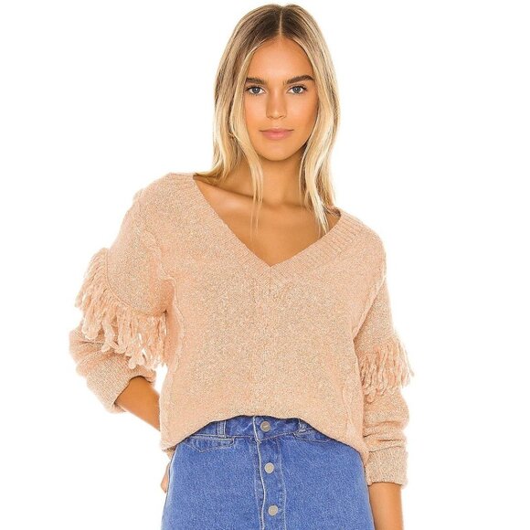 Tularosa Sweaters - Tularosa Lonestar Sweater in Peach Revolve Fringe size Medium